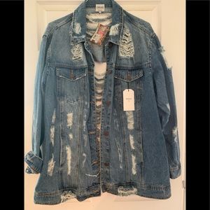 Distressed denim jacket